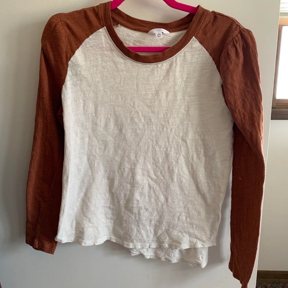Time and Tru size S puff sleeve baseball tee
